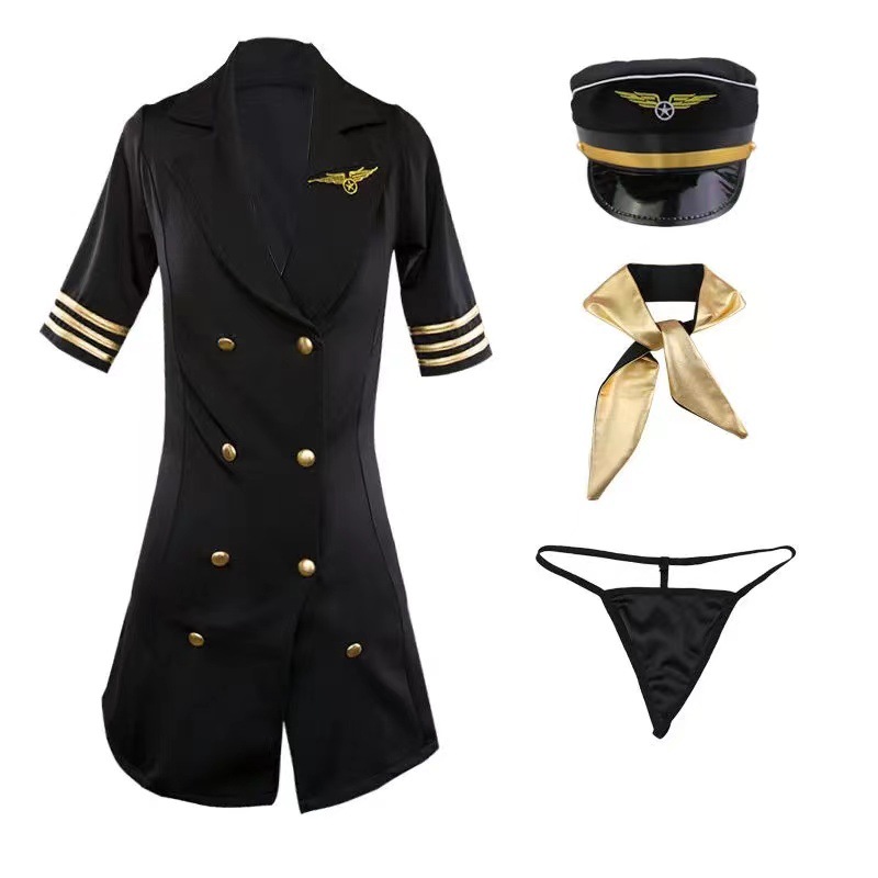 鸪恋猫情趣内衣空姐诱惑套装角色扮演女性感机长警察制服外贸代发