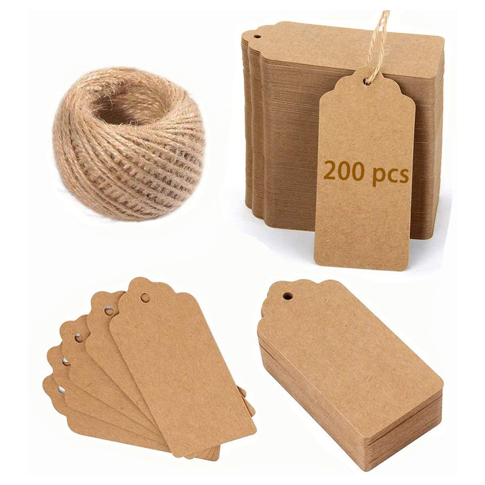 空白牛皮纸感谢小吊牌麻绳 烘焙感谢卡片标签卡 kraft gift tags