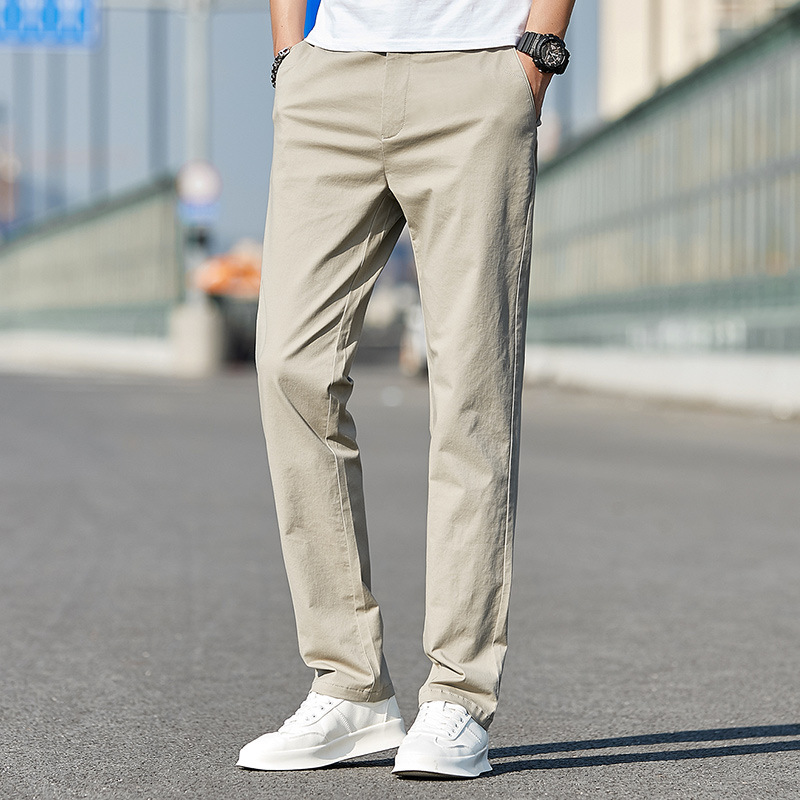 Spring and Summer Pants Men's Casual Pants Men's Simple Cotton Trousers Cropped Straight Loose Men's Pants Suit Pants Business