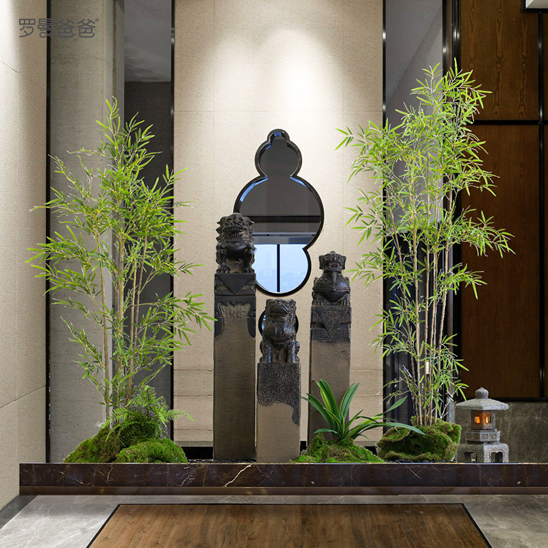 植物盆景大型中式竹子室内餐厅酒店假绿植装饰造景
