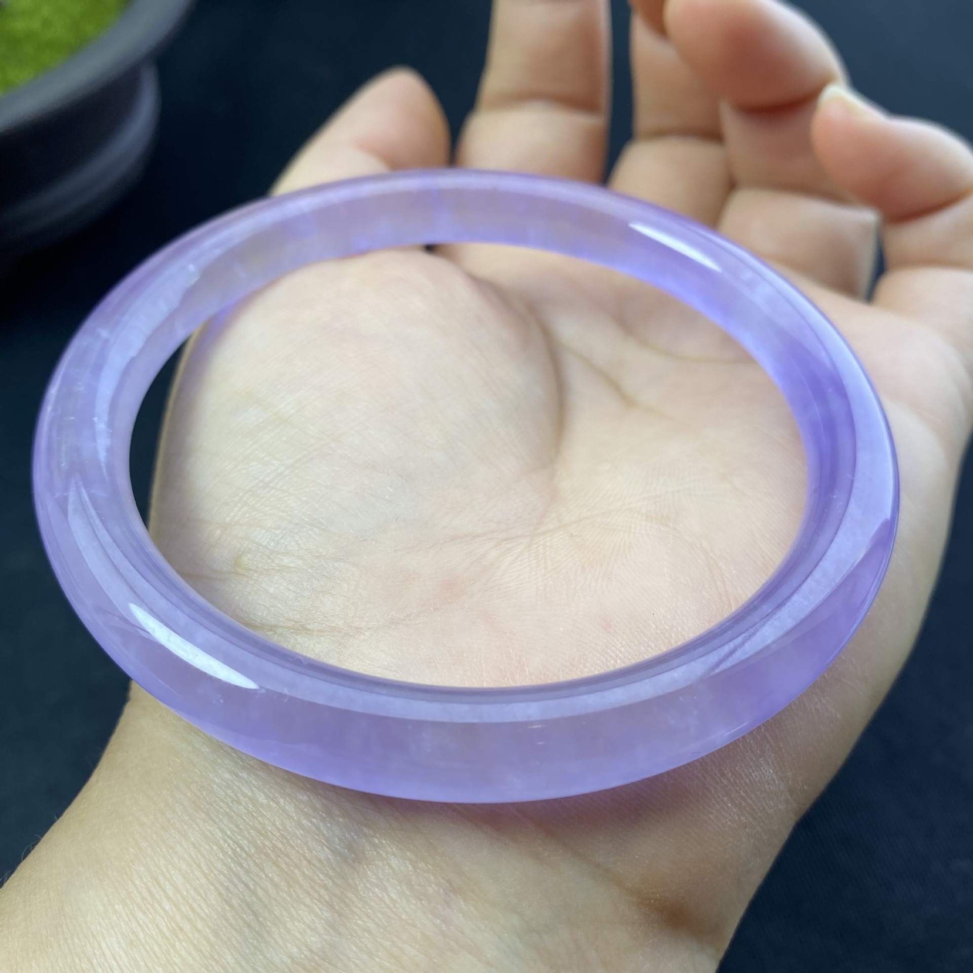 翡翠圆条手镯缅甸玉紫罗兰色细圆条手镯巴山翠玉石镯子叮当镯