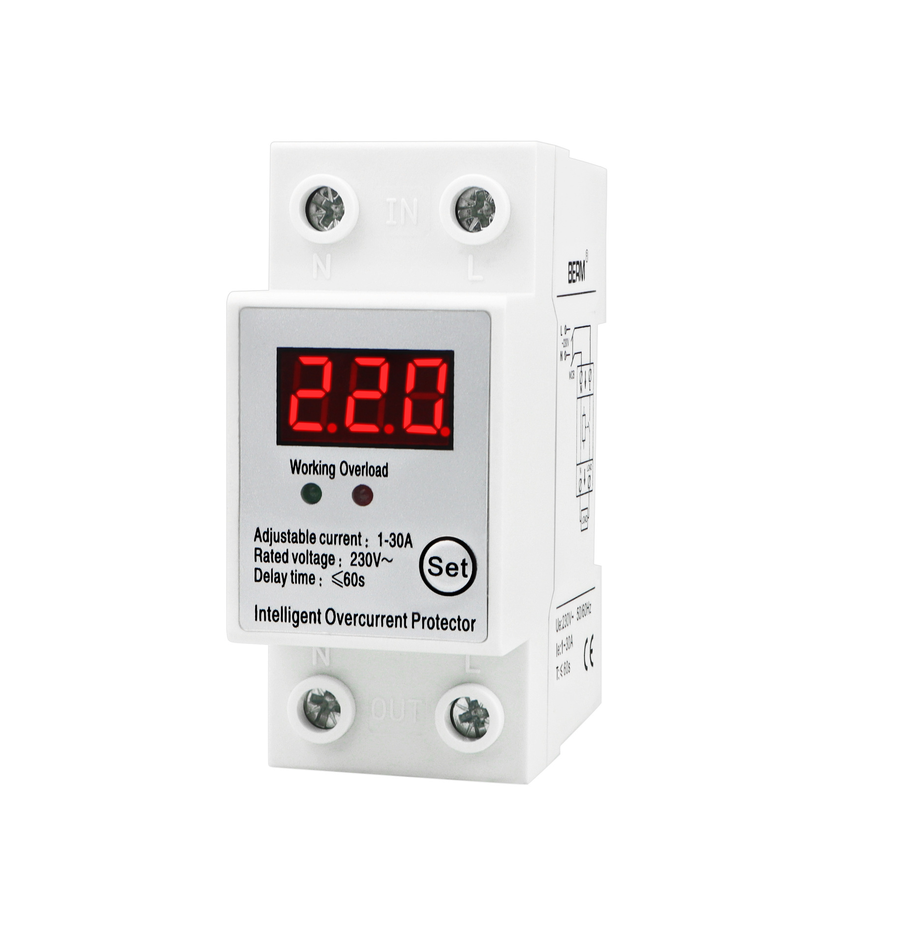 berm/贝尔美 bemz 1-30a 单相自复式可调电流智能限流保护器220v