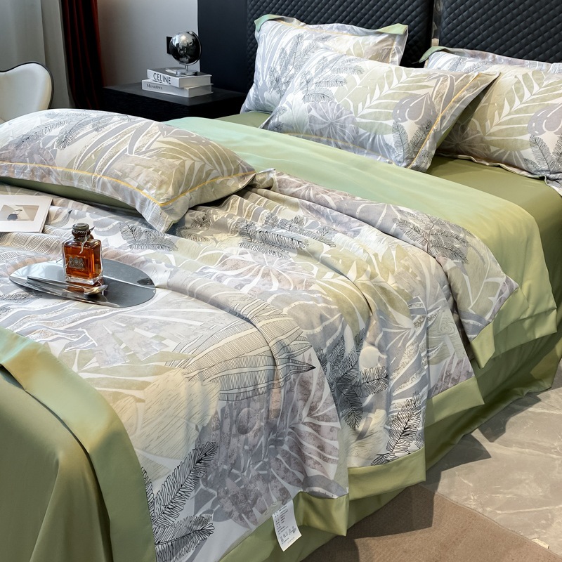 2024 Popular Live Printing Washed Tencel Summer Duvet Four-Piece Set Cool Washed Silk Ice Silk Summer Blanket Air Conditioner