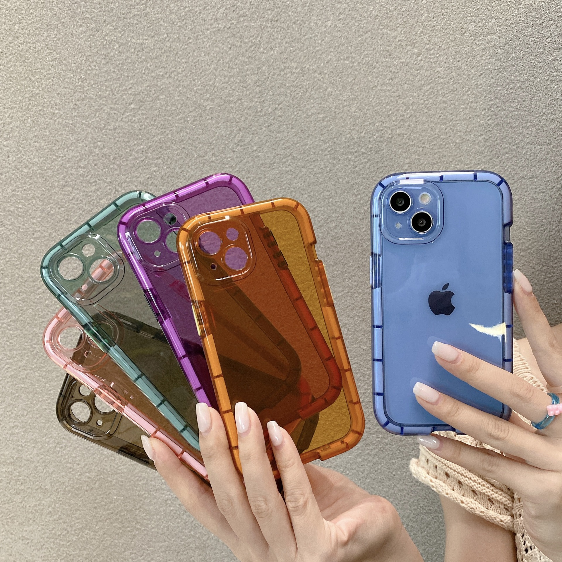 适用夜光ins糖果边框iphone12pro max手机壳13苹果11透明软保护套