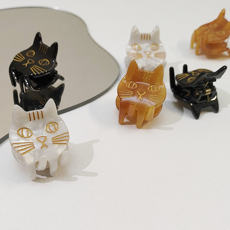 醋酸抓夹可爱小猫咪夹子韩国网红新款鲨鱼发夹少女刘海侧边发抓