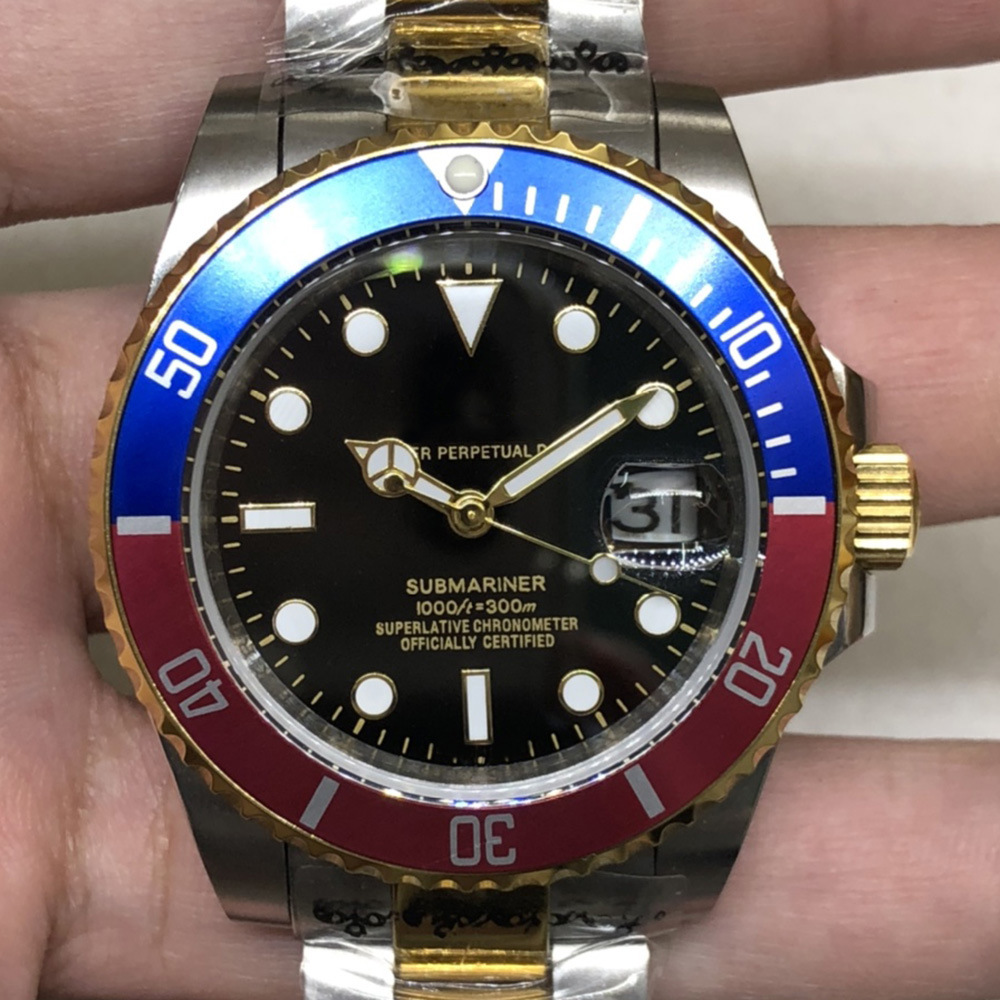 automatic mechanical watch 劳家间金红蓝黑水鬼自动机械表qs212