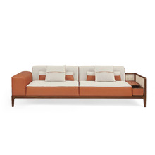 香梦世家意式极简储物真皮沙发 现代简约客厅大户型实木转角沙发
