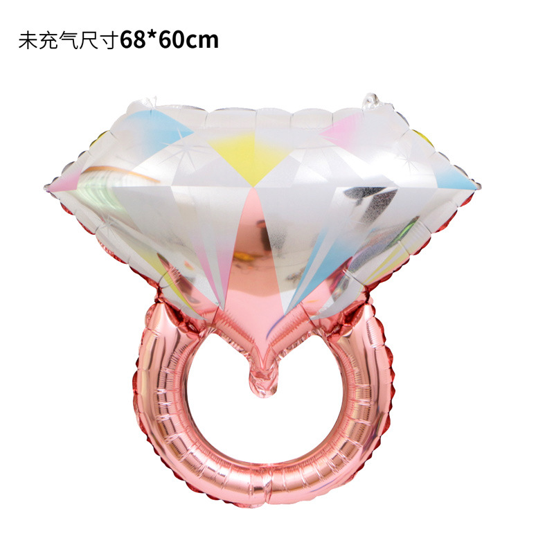 Wedding Ceremony and Wedding Room Proposal Decoration Diamond Ring Shape Aluminum Film Balloon Confession Party Decoration Layout Balloon Cartoon Ring