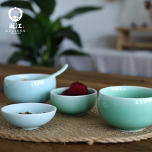 瓯江龙泉青瓷饭碗罗汉碗家用陶瓷米饭碗中式小汤碗粥碗微波炉可用