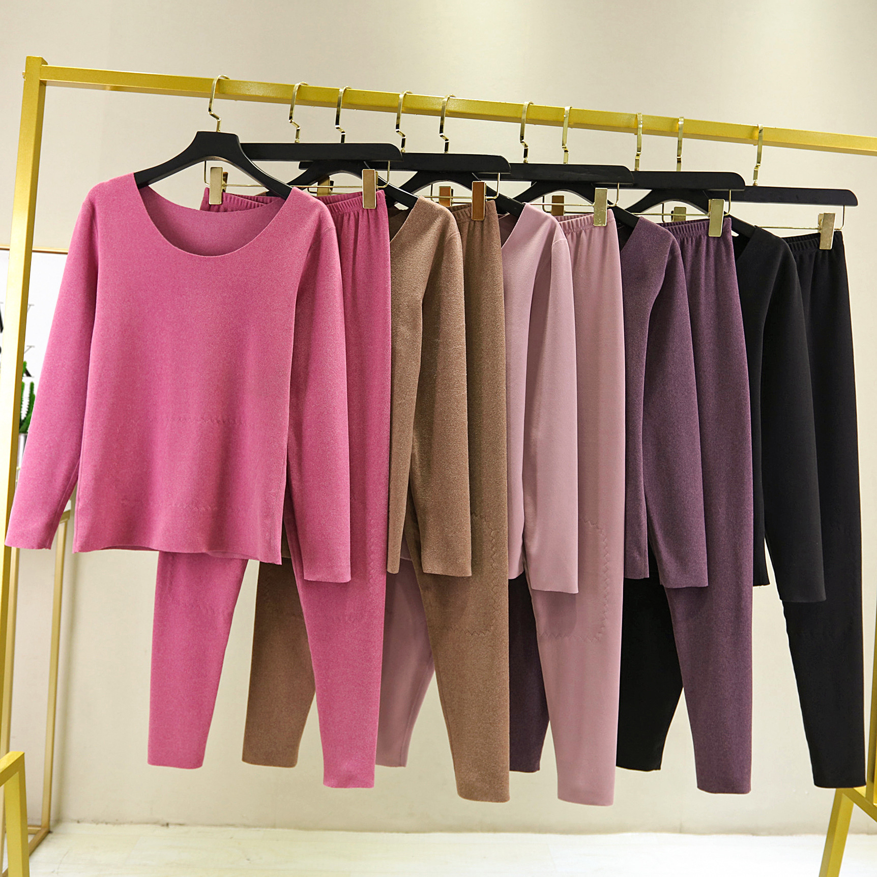 护肚加绒保暖内衣女士秋衣秋裤套装加厚双面德绒冬季无痕自打底衫