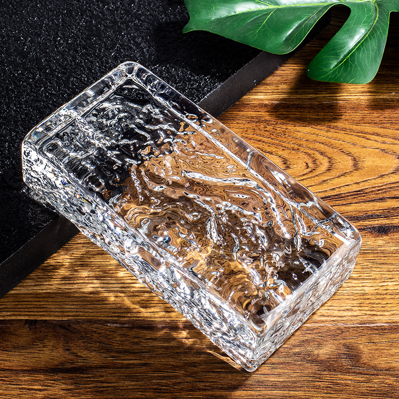 网红冰晶纹水晶砖波纹热熔砖实心假山玻璃砖工程景观墙隔断墙