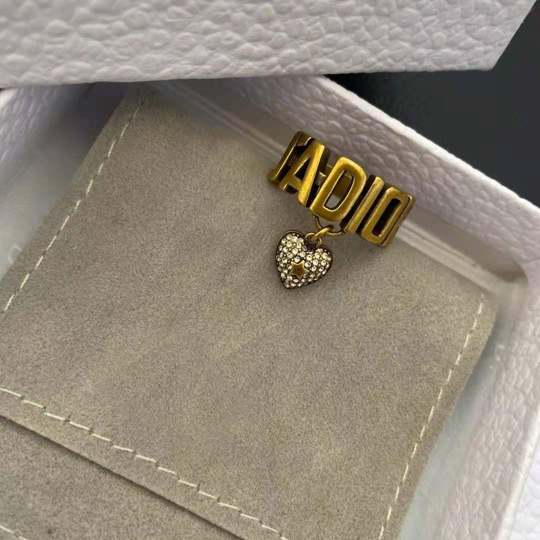 d家复古风cd字母黄铜戒指ins潮流时尚开口可调节指环女小红书同款