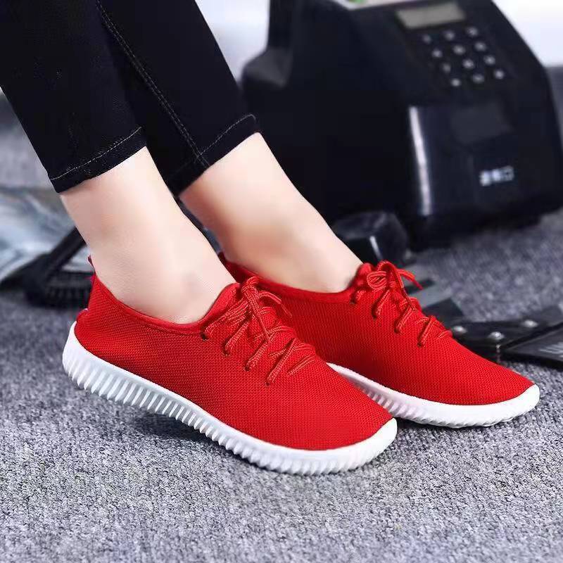 One Piece Dropshipping Women's Little Red Little Black Coconut Shoes Middle-Aged and Elderly Lace-up Sports Shoes Breathable Old Beijing Cloth Shoes