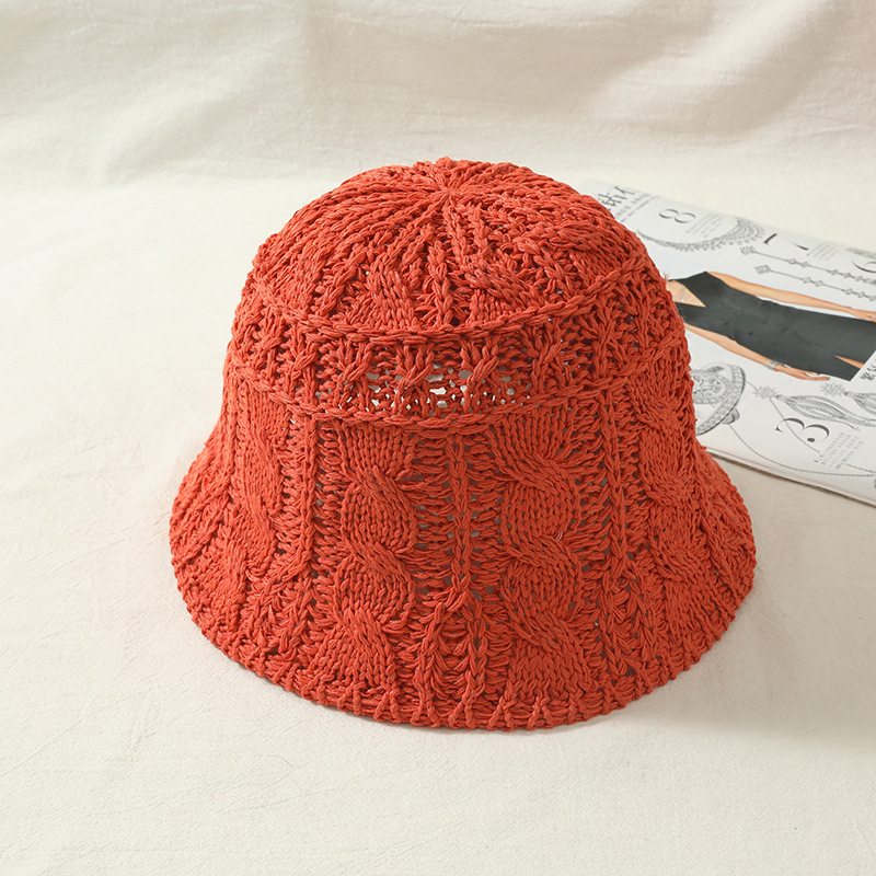 2023 New Korean Style Versatile Spring, Autumn and Winter Travel Hollow Straw Hat Sun Protection Sun-Shade Fisherman Hat