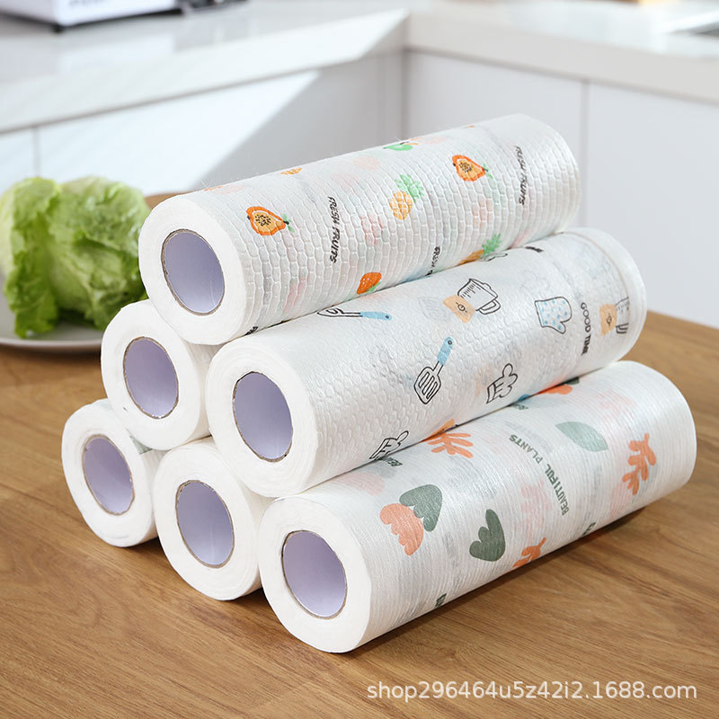 Disposable Lazy Rag Wet and Dry Household Kitchen Cleaning Paper Supplies Oil Absorption Dishcloth Thicken Non-Woven Fabric