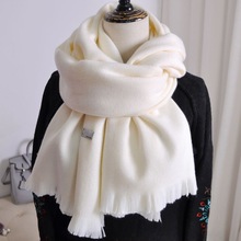 围巾女冬季韩式白色围巾韩版百搭围脖外搭两用保暖加厚