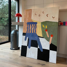静物 宾斯涂鸦客厅装饰画现代抽象手绘油画大幅沙发后画玄关挂画