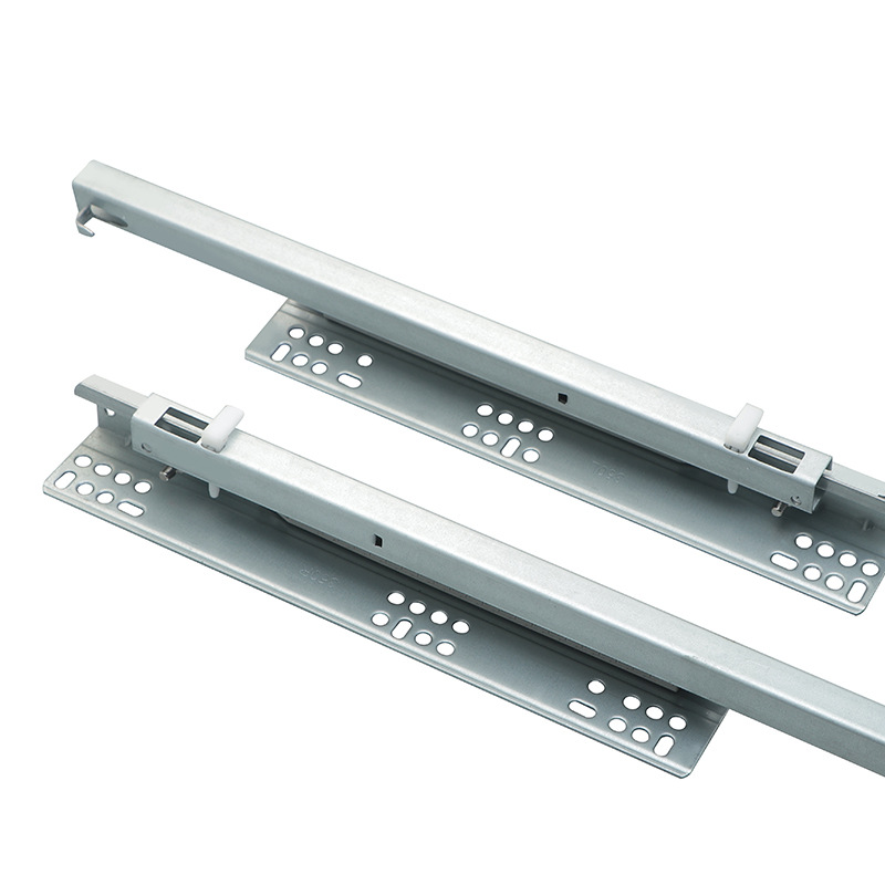 厂家批发托底隐藏滑轨导轨二节自吸阻尼静音缓冲抽屉轨道托底轨道-阿
