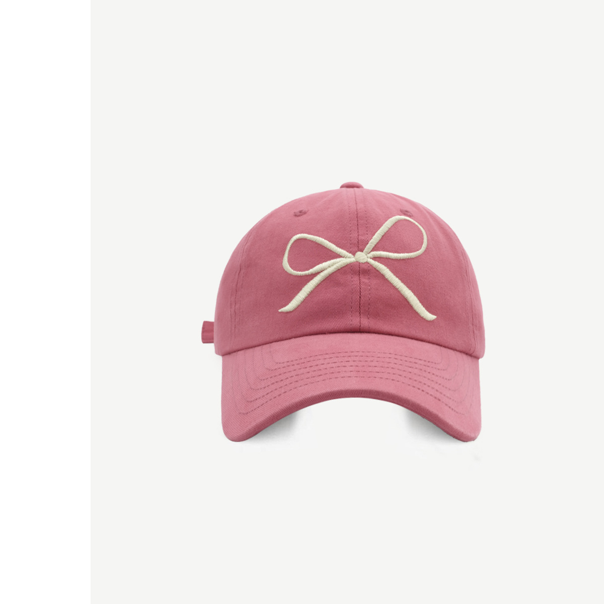 小众韩国设计师款蝴蝶结刺绣图案粉色鸭舌帽女甜美可爱软顶棒球帽