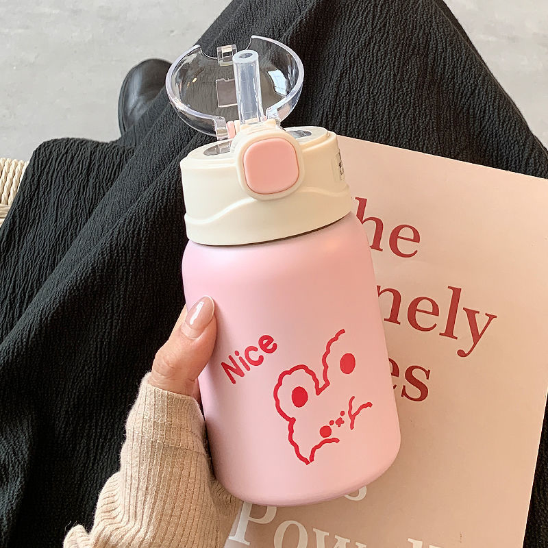 Cute Thermal Mug Straw Children's Cups Girls Small Portable 2022 New Student Cup Ins Good-looking