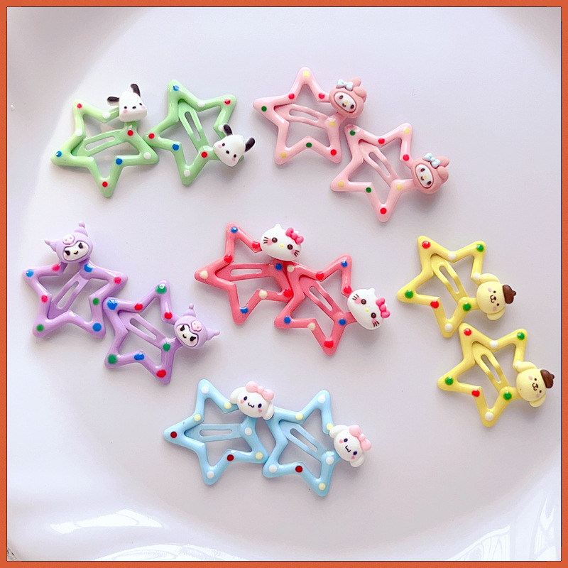 New Five-Pointed Star Headdress Polka Dot Five-Pointed Star Sanliou Barrettes Bb Clip Cute XINGX Hairpin Broken Hair Girl Clip