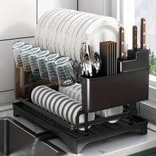 厨房沥水碗架碗筷收纳架豪华餐碟置物架不锈钢多功能餐具架沥水篮