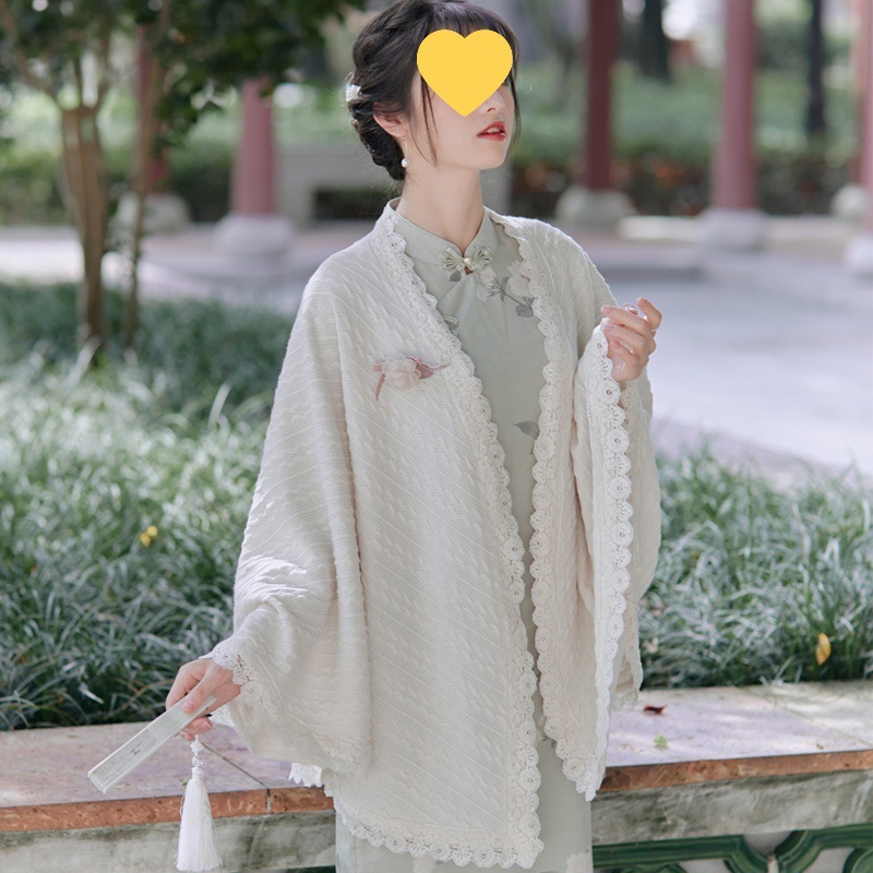 配旗袍披肩斗篷开衫女装秋季2022年新款复古针织小众麻花外套上衣