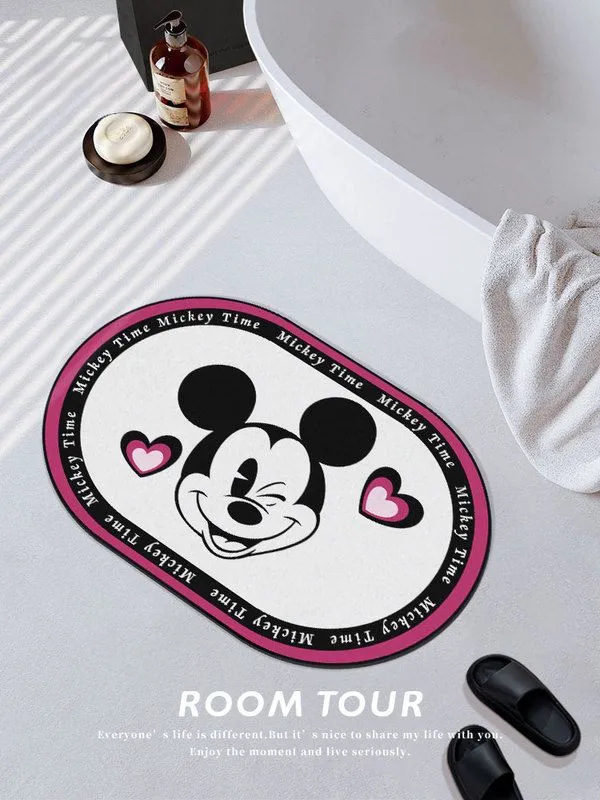 Mickey Cute Diatom Ooze Floor Mat Bathroom Absorbent Floor Mat Household Bathroom Water-Absorbing Quick-Drying Erasable Carpet