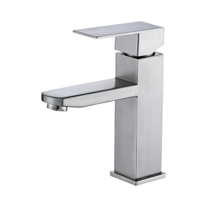 Factory Wholesale 304 Stainless Steel Basin Faucet Hot and Cold Bathroom Washbasin Counter Basin Faucet Water Tap