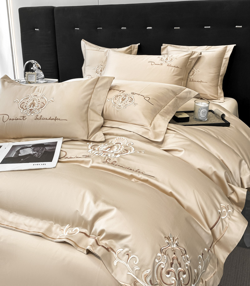 高档礼盒装新品a类母婴级100支纯棉刺绣四件套 长绒棉 高端轻奢款