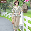 Mother summer 2022 new pattern Western style jacket 40 year 50 middle age summer Short sleeved Chiffon Wide leg pants Two piece set