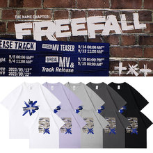 TXT2023专辑FREEFALL周边同款短袖T恤宽松落肩中袖印花打歌上衣服