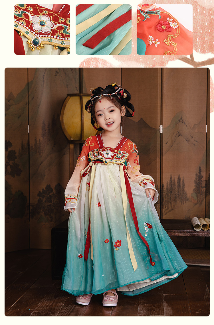 花神儿童汉服女童秋款中国风唐装超仙春装宝宝襦裙春秋古装小女孩