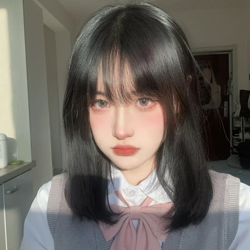 现货假发女齐刘海中长发日常lolita抖音货源梨花头学生发一件代发