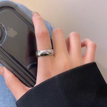 日韩设计感复古银色字母戒指 ins个性嘻哈男女食指指环百搭配饰品