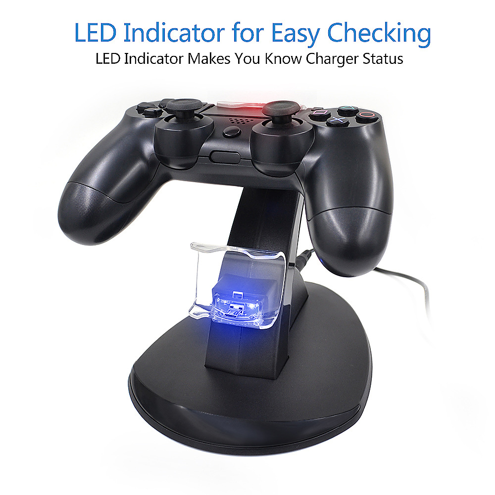 PS4 Wireless Handle Charger Bracket with Overcharge Protection Chip Factory in Stock Wholesale PS4 Handle Dual-Seat Charger