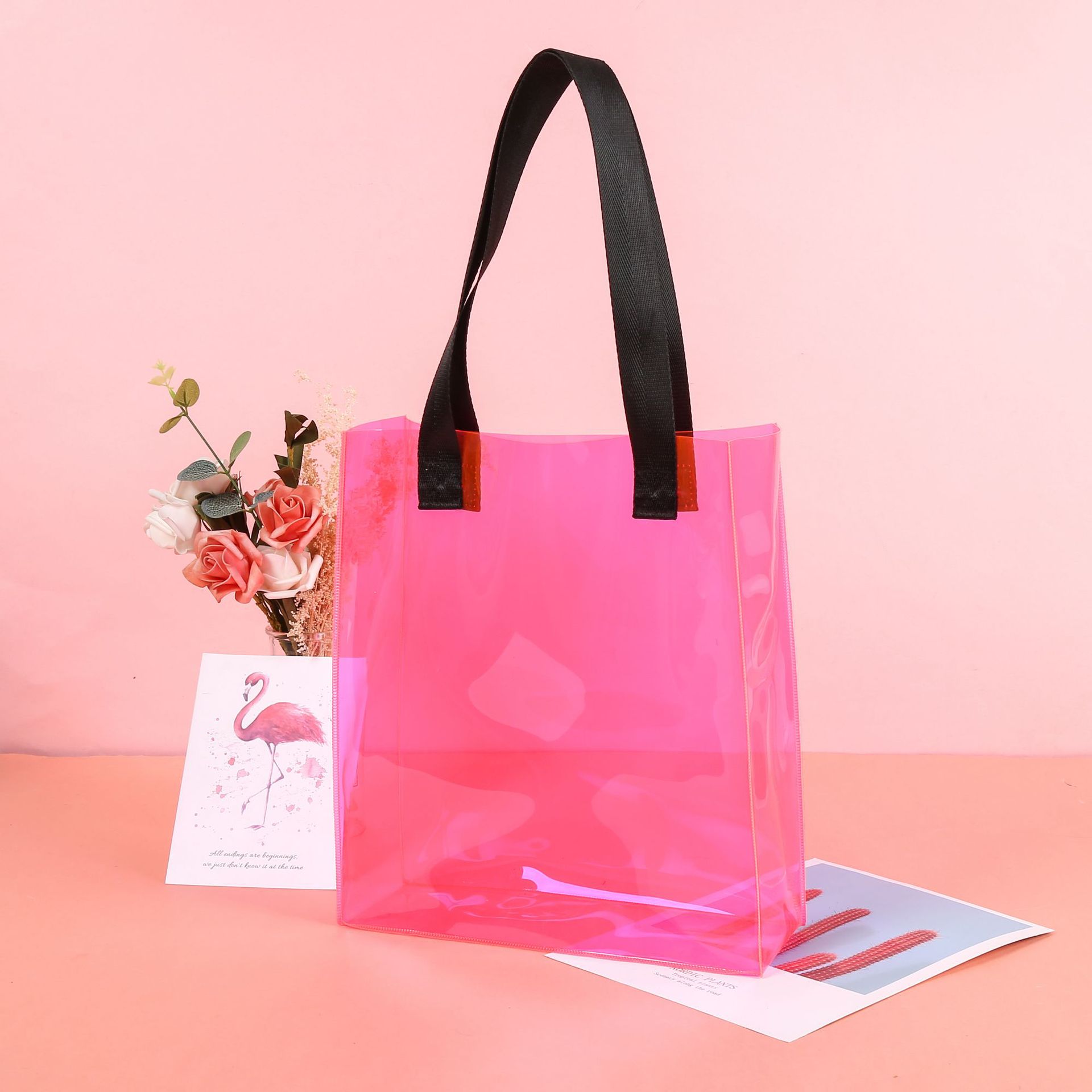 pvc镭射手提袋 网红果冻包tpu伴手礼幻彩礼品袋透明塑料袋现货