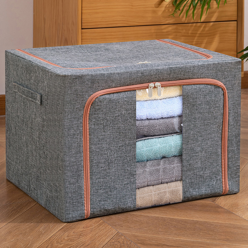 Cotton and Linen Cloth Storage Box Waterproof Moisture-Proof Clothes Quilt Sorting Box for Collection Foldable Wardrobe Storage Box Wholesale