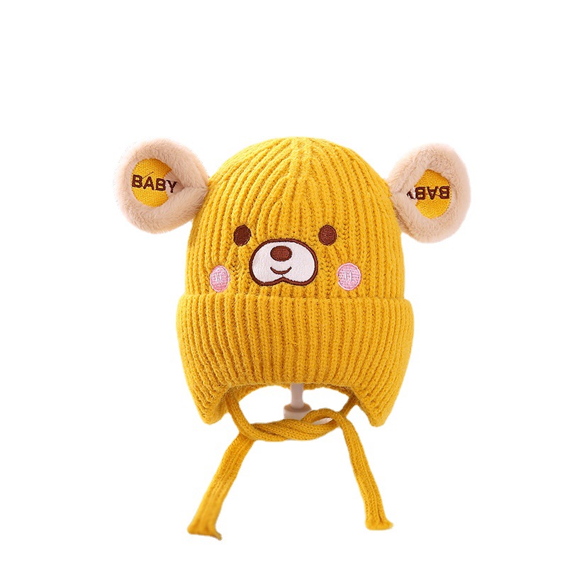 Korean Style Cute Knitted Hat Baby Hat Autumn and Winter Travel Earflaps Thickened Hat Leisure Warm Children Woolen Cap