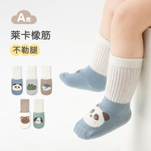 婴儿袜子无骨批发春季卡通小熊宝宝中筒袜精梳棉可爱新生儿袜子