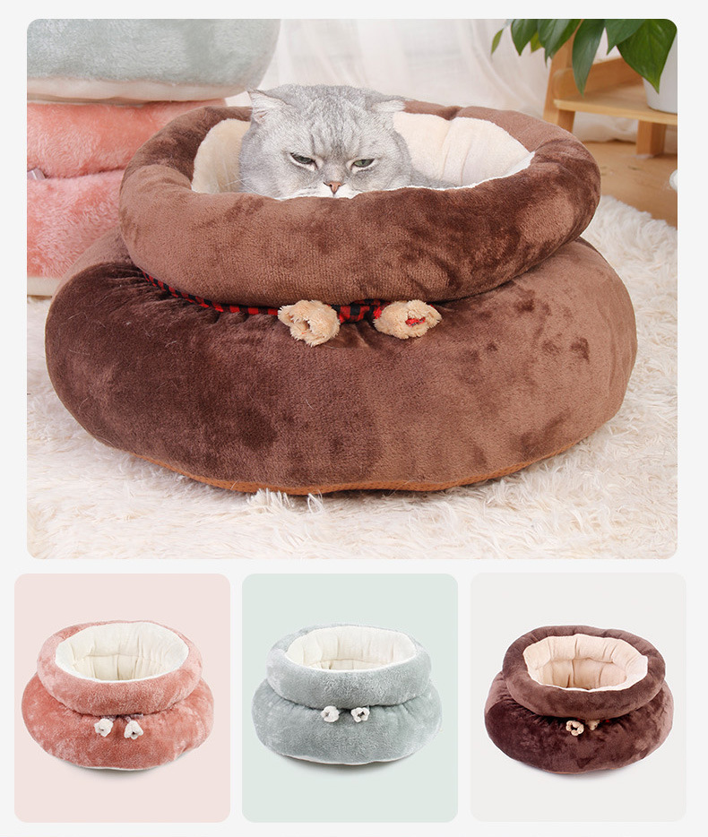 吉仔仔深度睡眠窝网红猫窝狗用品毛绒双层半封闭圆满冬季保暖抱窝