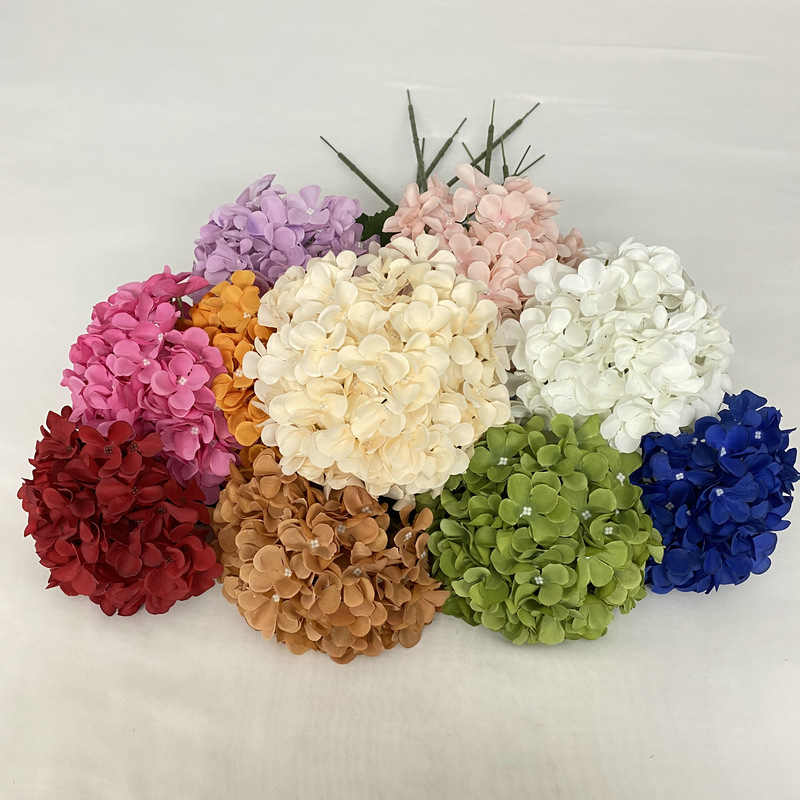 Brushed Cloth Single Mengchen Hydrangea Wedding Celebration Decoration Wedding Hall Flower Arrangement Single Photography Props Simulated Pincushion