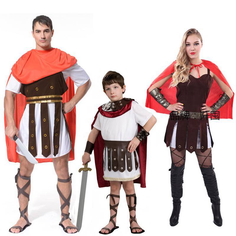 古罗马武士服装 斯巴达女战士将军战神衣服 罗马将军亲子演出服