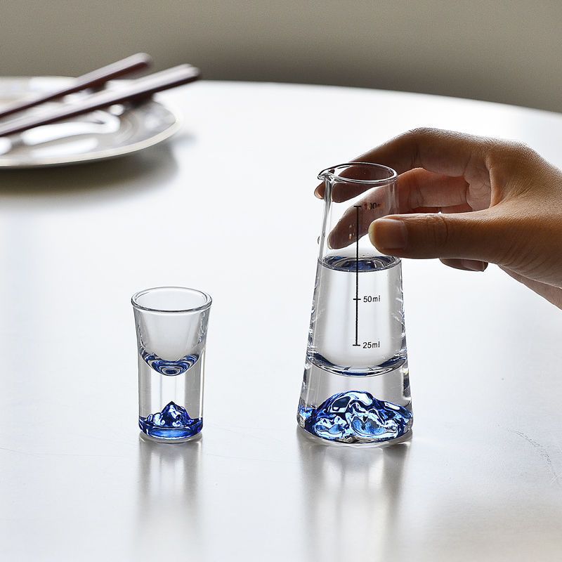 白酒杯杯套装家用无铅水晶玻璃分酒器小号一口杯酒盅中式烈酒小酒