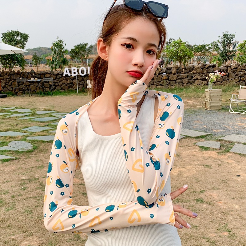 Korean Style Summer Shawl Sun Protection Ice Sleeve Ice Silk UV Protection Casual Oversleeve Outdoor Beauty Back Cycling and Driving Sleeve
