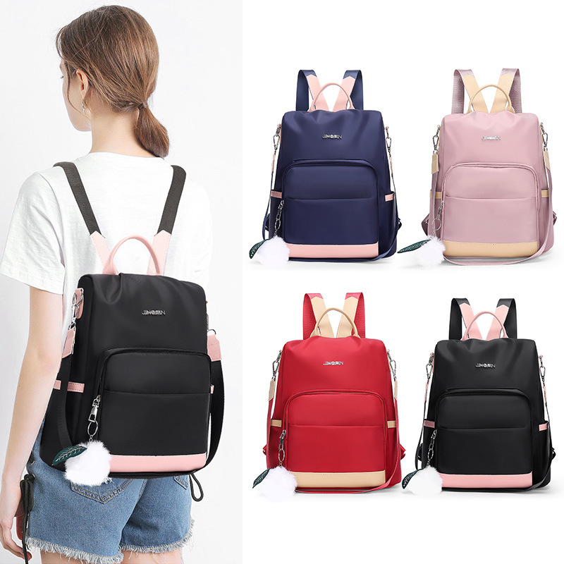 Foreign Trade Wholesale Backpack Women's New Color Matching Large Capacity Oxford Cloth Outdoor Fashion Casual Anti-Theft Backpack