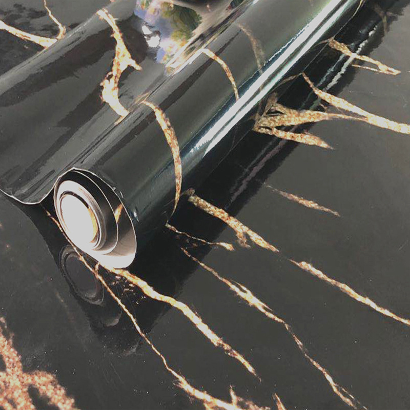 Marble Kitchen Stickers Self-Adhesive Kitchen Cabinet Wallpaper High Temperature Resistant Moisture-Proof Waterproof Aluminum Foil Oil Proof Sticker Customized