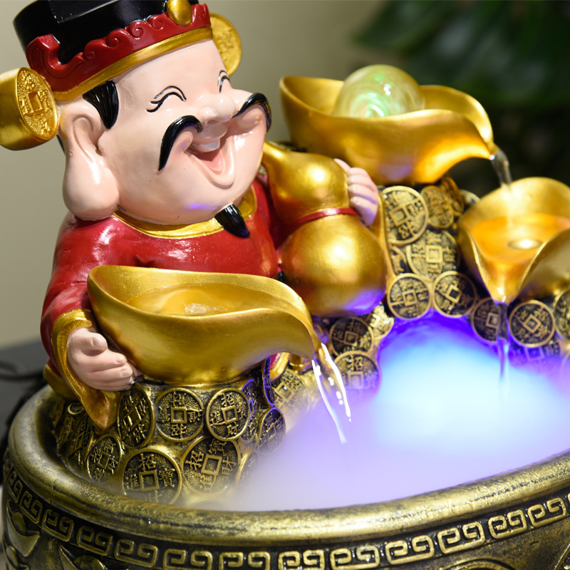 财神爷招财进宝风水轮摆件店铺转运球流水生财喷泉送开业礼品礼物