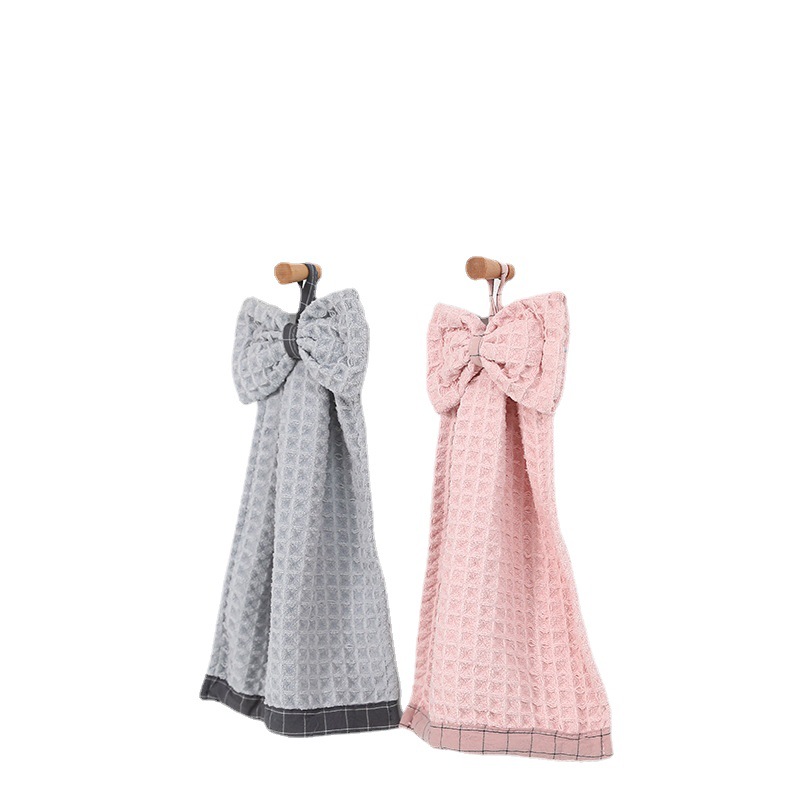 Bathroom Towels Square Towel Cute Bowknot Household Hand Towel Hanging Waffle Hand Towel Household Square Towel