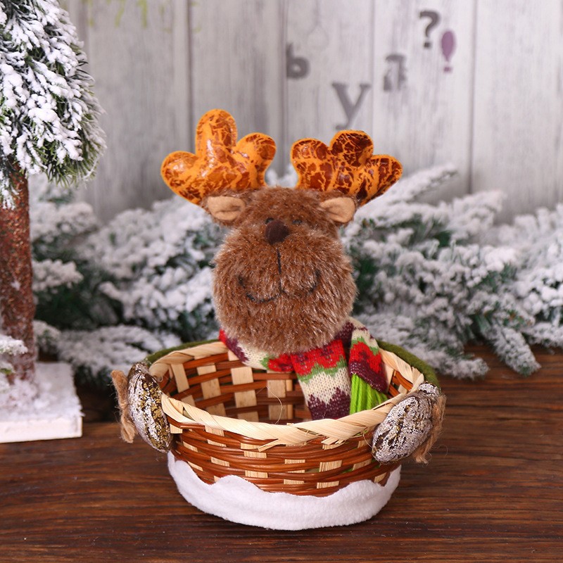 Christmas Decoration Supplies Knitted Fabric Fruit Basket Christmas Home Desktop Decoration Children's Candy Basket Apple Bag